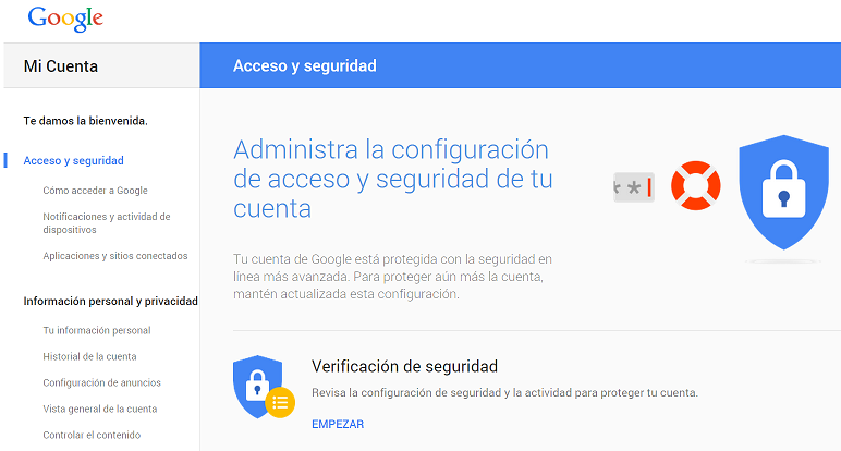 acceso y seguridad gmail